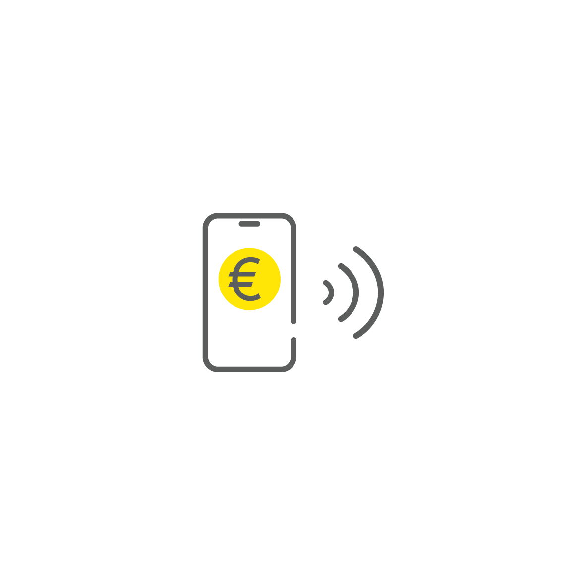 Icon Smartphone mit Bezahlfunktion und Übertragungswellen 